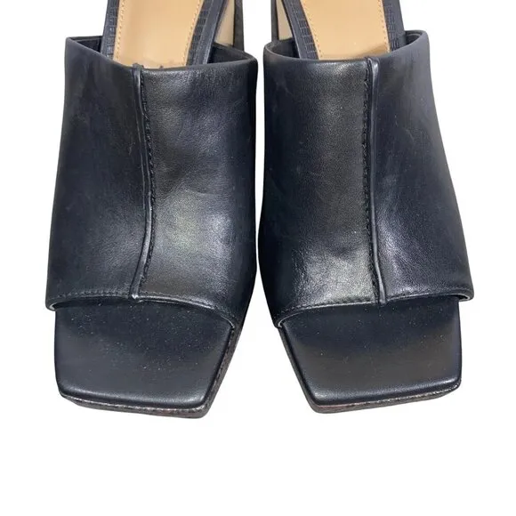 Sam Edelman Wilton Sandal shoes Black square toe platform heel snake women’s 8.5