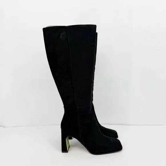 Sam Edelman Womens Issabel Knee High Boots US 7.5M EU 38 Black Suede Heeled NIB