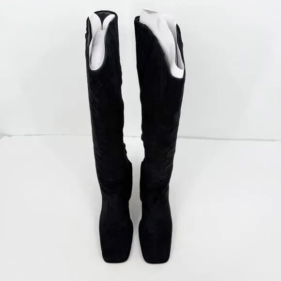 Sam Edelman Womens Issabel Knee High Boots US 7.5M EU 38 Black Suede Heeled NIB