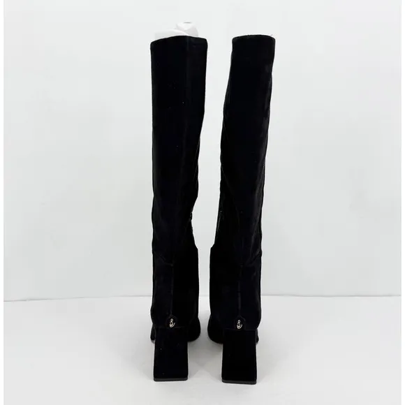 Sam Edelman Womens Issabel Knee High Boots US 7.5M EU 38 Black Suede Heeled NIB