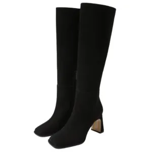 Sam Edelman Womens Issabel Knee High Boots US 7.5M EU 38 Black Suede Heeled NIB