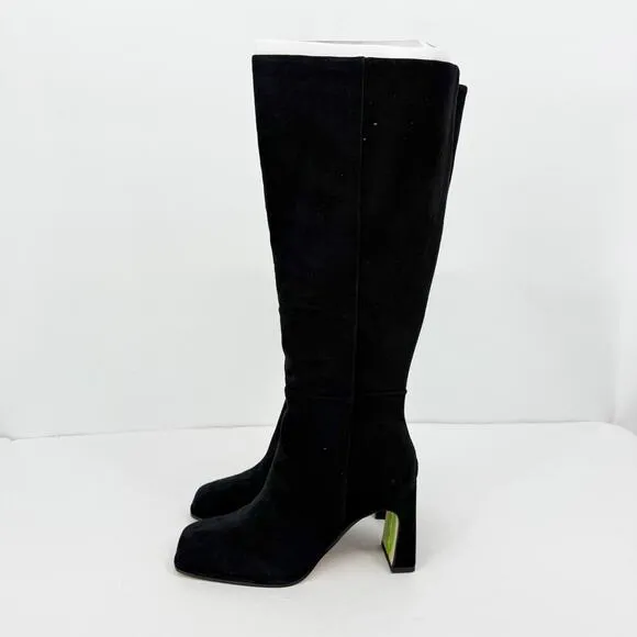 Sam Edelman Womens Issabel Knee High Boots US 7.5M EU 38 Black Suede Heeled NIB