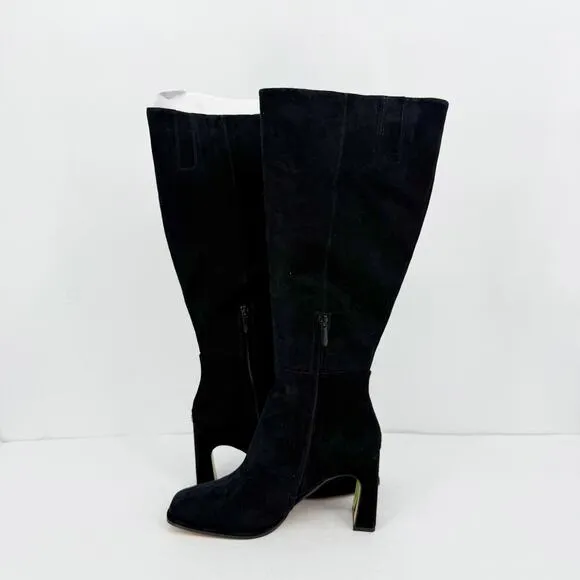 Sam Edelman Womens Issabel Knee High Boots US 7.5M EU 38 Black Suede Heeled NIB