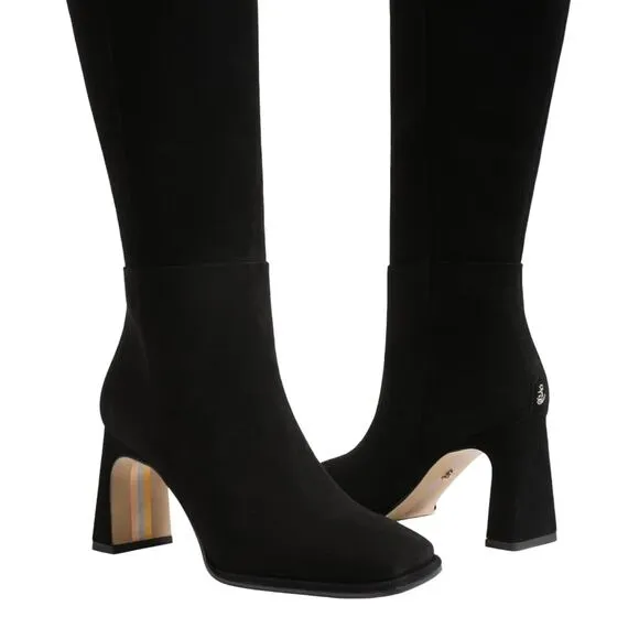 Sam Edelman Womens Issabel Knee High Boots US 7.5M EU 38 Black Suede Heeled NIB
