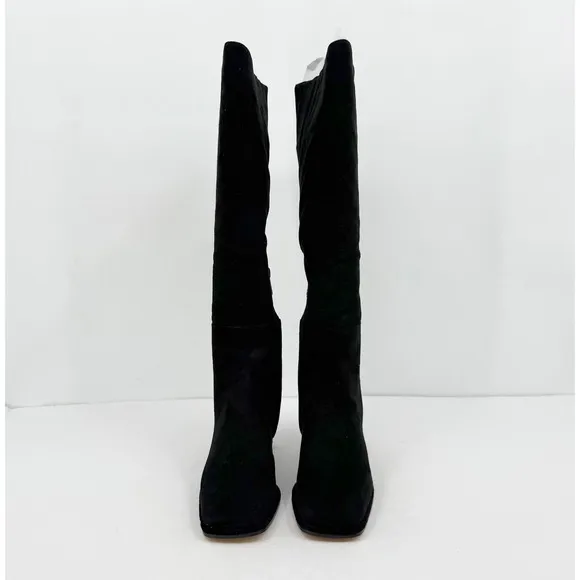Sam Edelman Womens Issabel Knee High Boots US 7.5M EU 38 Black Suede Heeled NIB