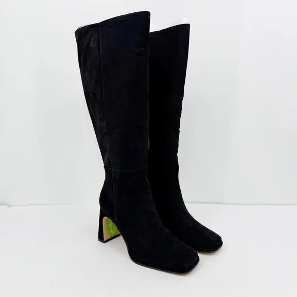 Sam Edelman Womens Issabel Knee High Boots US 7.5M EU 38 Black Suede Heeled NIB