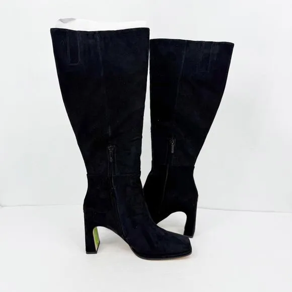 Sam Edelman Womens Issabel Knee High Boots US 7.5M EU 38 Black Suede Heeled NIB
