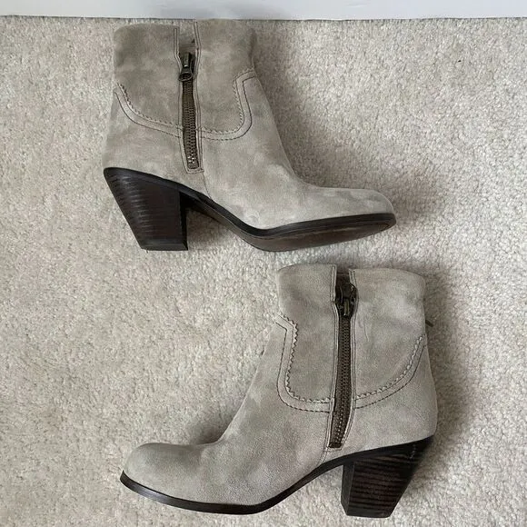 Sam Edelman Women's Size 10 Louie Fringe Boots Boho Western Suede Gray Bootie