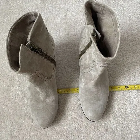 Sam Edelman Women's Size 10 Louie Fringe Boots Boho Western Suede Gray Bootie