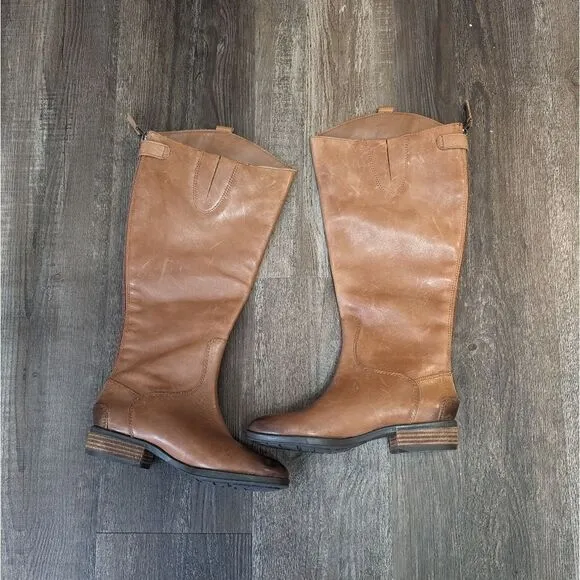 SAM EDELMAN Women's Tan Leather Tall Boots. Size 4.5 Wide Calf NWOT