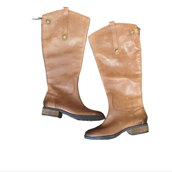 SAM EDELMAN Women's Tan Leather Tall Boots. Size 4.5 Wide Calf NWOT