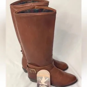 Santana Canada Tall Boots Womens Size 6.5M Brown Leather Brown Pull on NWT