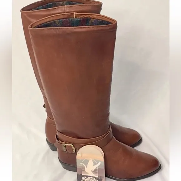 Santana Canada Tall Boots Womens Size 6.5M Brown Leather Brown Pull on NWT