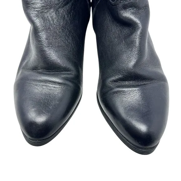 Santara Canada Soft Black Leather Wool Lined Pull-On Slouchy Boots Size 7.5M