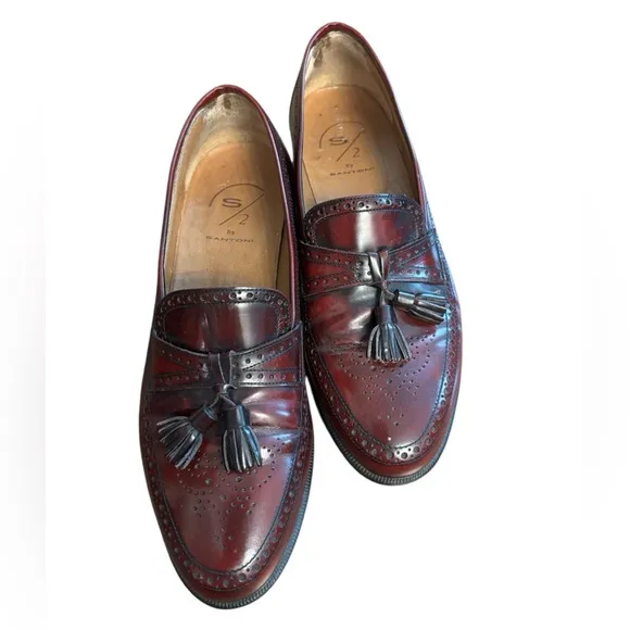 Santoni - Burgundy/Cordovan Tassel Loafers - Size 9 - Made in Italy