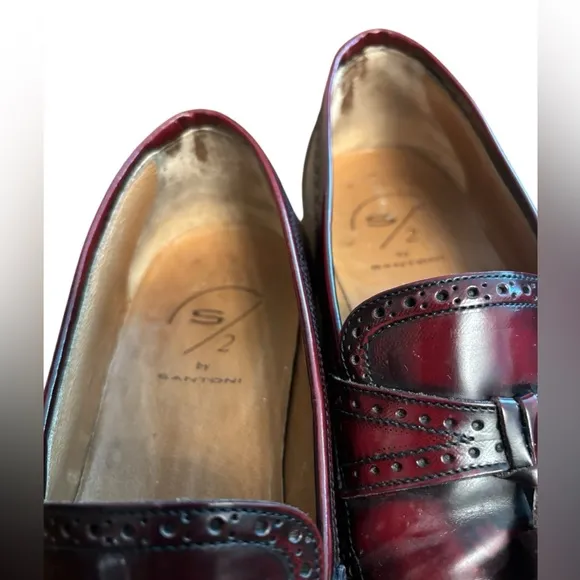 Santoni - Burgundy/Cordovan Tassel Loafers - Size 9 - Made in Italy