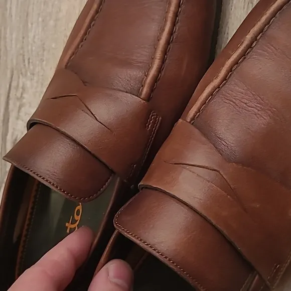 SANTONI Italy Dark‎ Brown Leather Sz 8 D Mens Penny Loafers Dress Shoes
