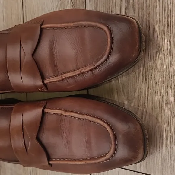 SANTONI Italy Dark‎ Brown Leather Sz 8 D Mens Penny Loafers Dress Shoes