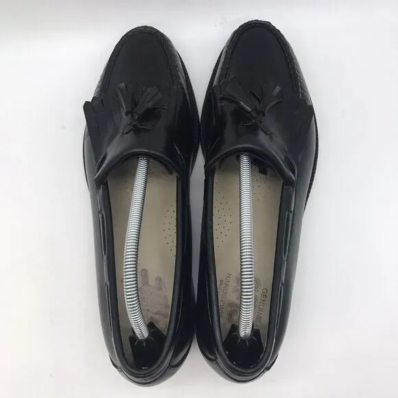 SAS Tassel Kiltie Moc Toe Dress Loafers Men's 11M Black Leather Slip On Shoes