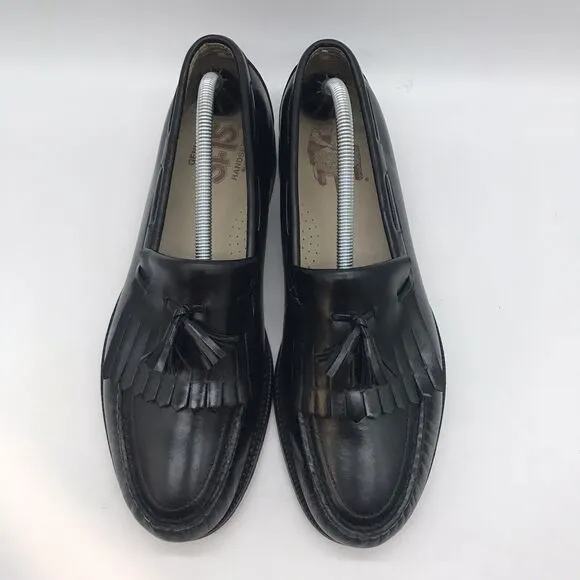 SAS Tassel Kiltie Moc Toe Dress Loafers Men's 11M Black Leather Slip On Shoes