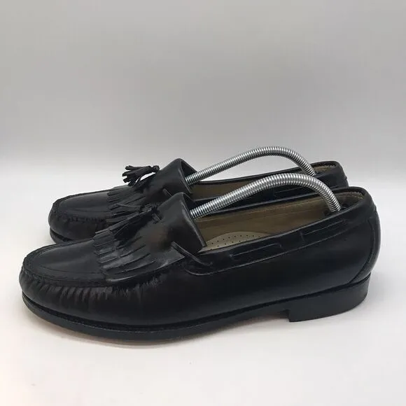 SAS Tassel Kiltie Moc Toe Dress Loafers Men's 11M Black Leather Slip On Shoes
