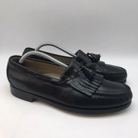 SAS Tassel Kiltie Moc Toe Dress Loafers Men's 11M Black Leather Slip On Shoes
