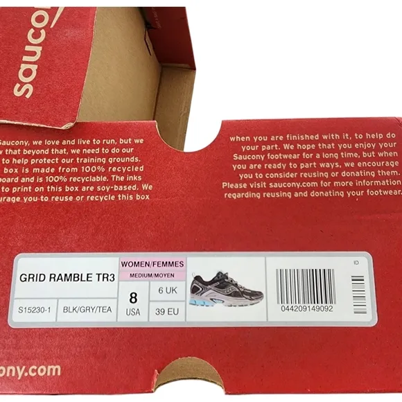 SAUCONY Grid Ramble TR3 Blk/Gry/Teal Womens Comfort Shoes Size 8