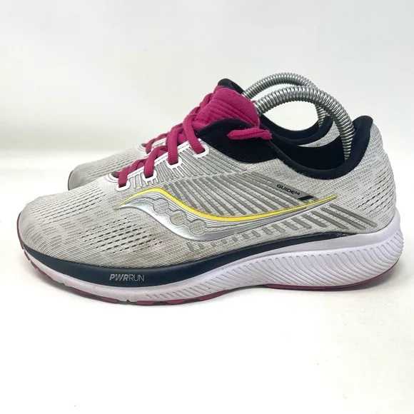Saucony Guide 14 Athletic Sneaker Wide Grey Silver Pink Womens 8