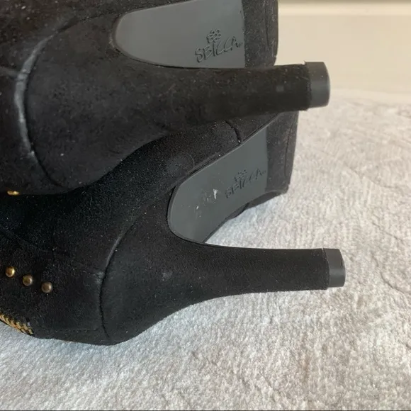 SBICCA Black Tall Suede Boots with Gold Studs - NWOT