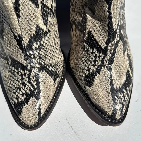 SCHULTZ Snakeskin Western Ankle Boots