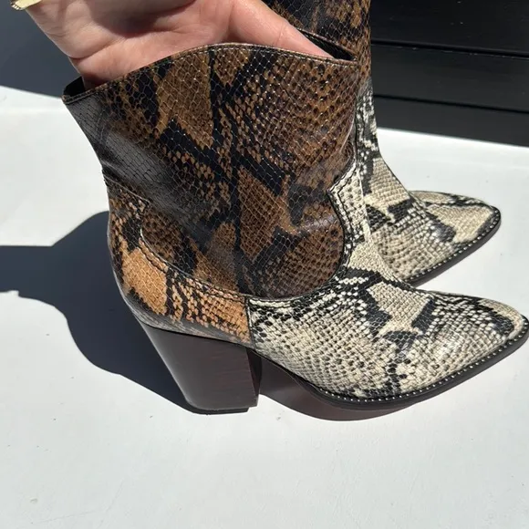 SCHULTZ Snakeskin Western Ankle Boots