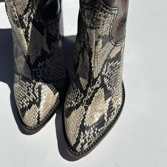 SCHULTZ Snakeskin Western Ankle Boots