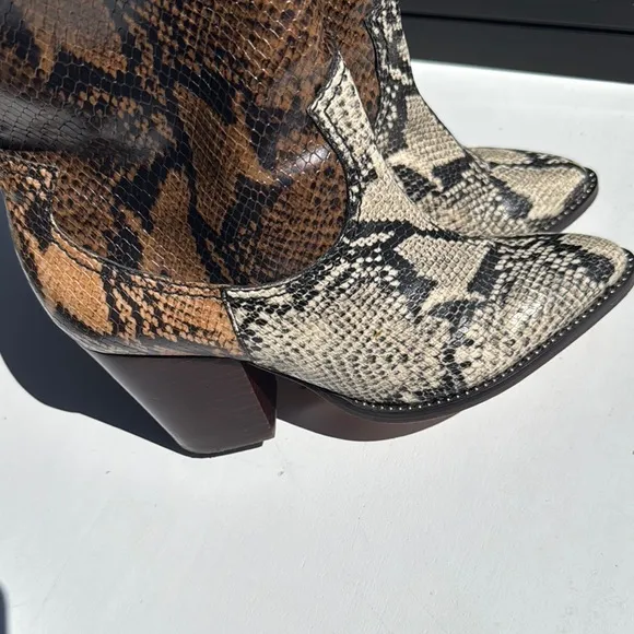 SCHULTZ Snakeskin Western Ankle Boots