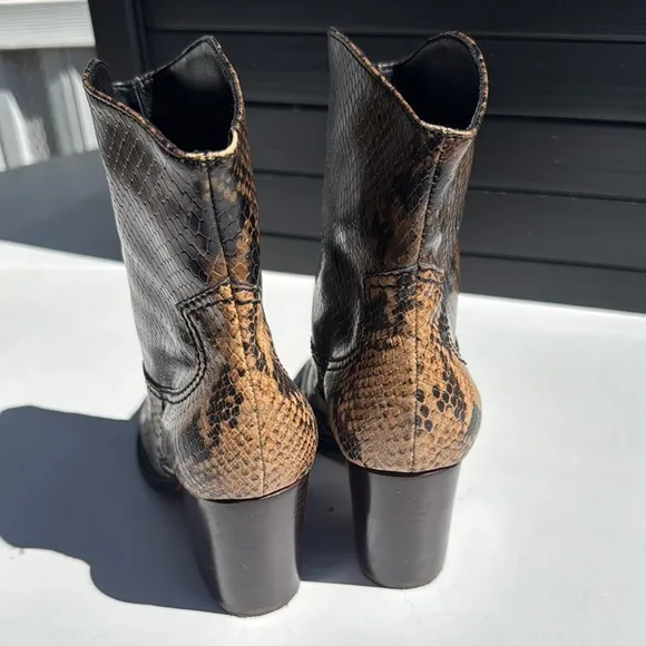 SCHULTZ Snakeskin Western Ankle Boots