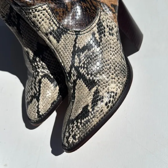 SCHULTZ Snakeskin Western Ankle Boots