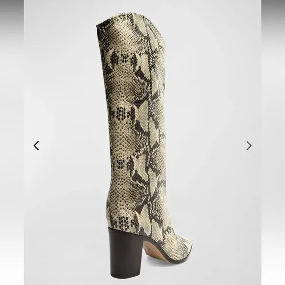 Schutz Analeah Snake-Print Leather Tall Boots in Size 8