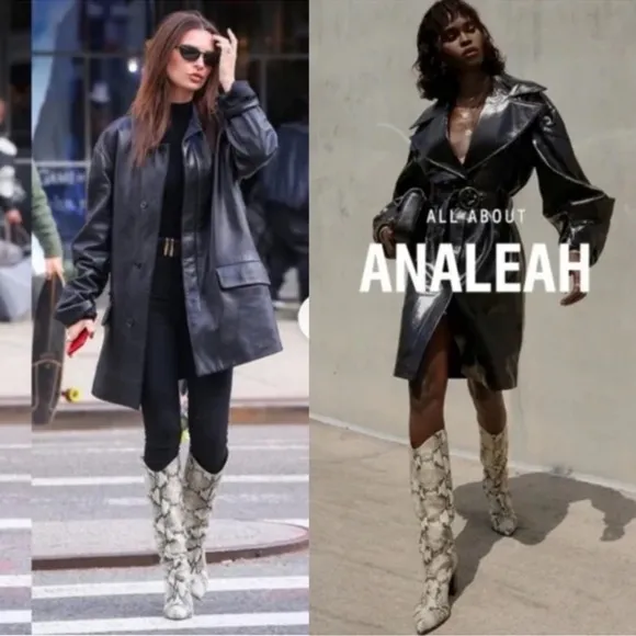 Schutz Analeah Snake-Print Leather Tall Boots in Size 8