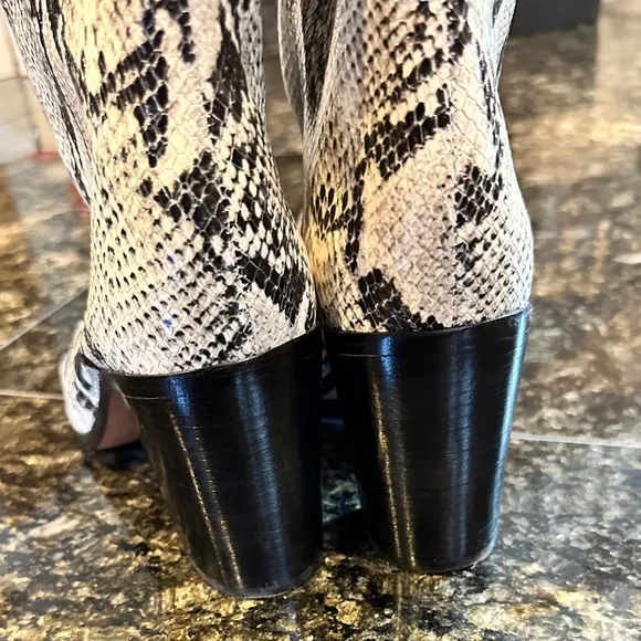 Schutz Analeah Snake-Print Leather Tall Boots in Size 8