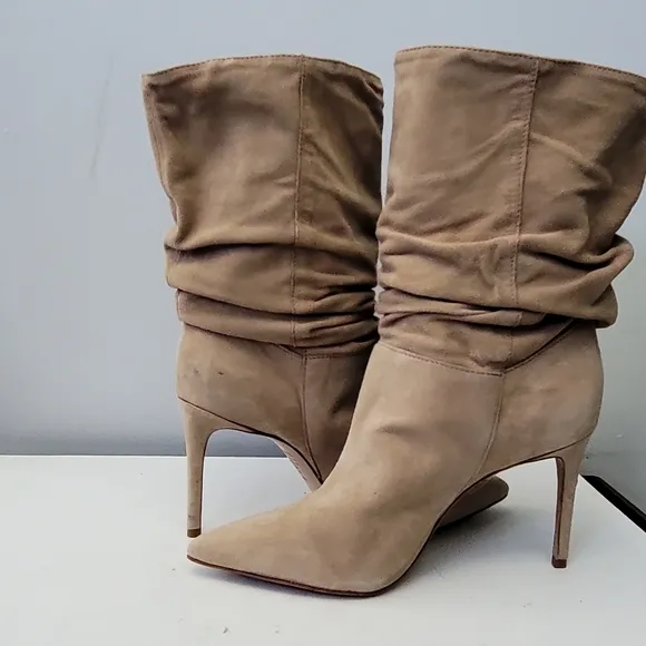 Schutz Ashlee Suede Pointy Toe Heeled Boots - Ashlee