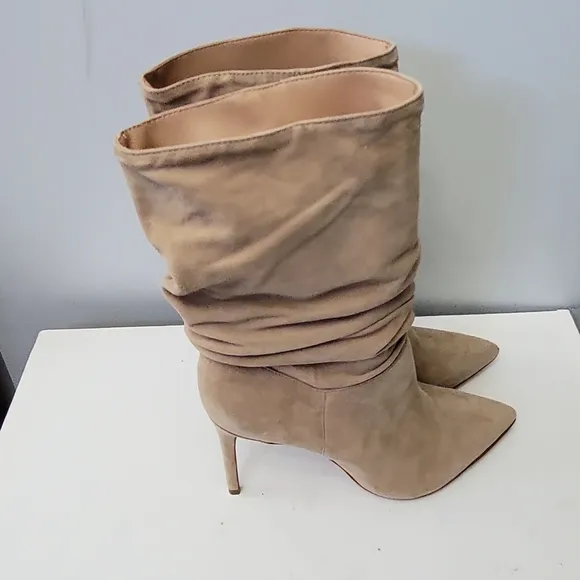 Schutz Ashlee Suede Pointy Toe Heeled Boots - Ashlee