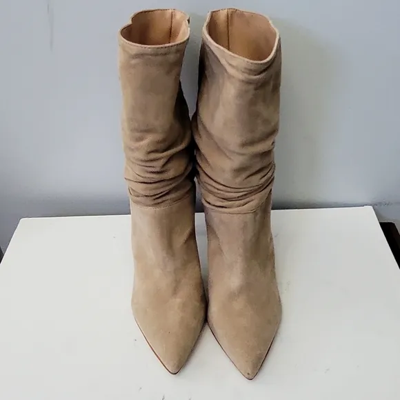 Schutz Ashlee Suede Pointy Toe Heeled Boots - Ashlee