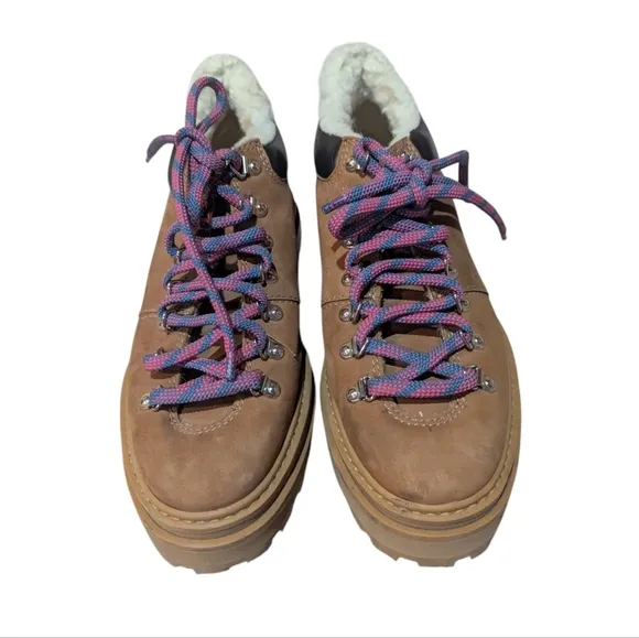 Schutz Lucille lace up combat ankle boots size 8.5 weatherproof