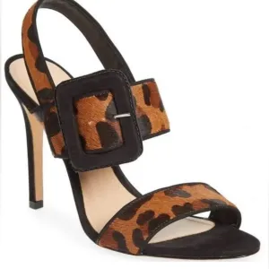 SCHUTZ Suede-trimmed leopard-print calf hair sandals