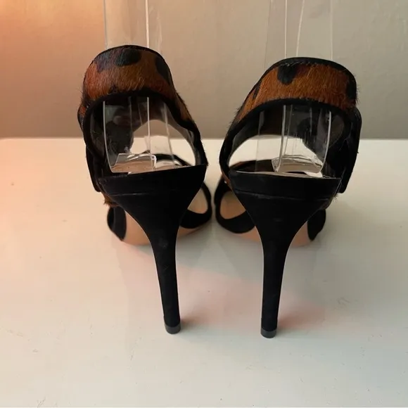SCHUTZ Suede-trimmed leopard-print calf hair sandals