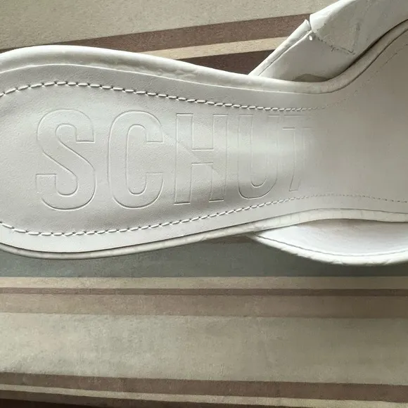 Schutz Womens Darah Platform Croc Print White Mules Slip On-Shoes.