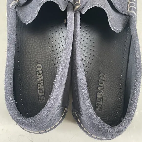 Sebago Mens Size 10.5 R Navy Blue Suede Slip On Penny Loafers Dress Shoes Casual