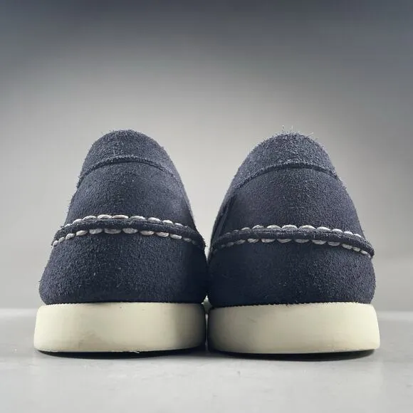 Sebago Mens Size 10.5 R Navy Blue Suede Slip On Penny Loafers Dress Shoes Casual