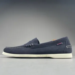Sebago Mens Size 10.5 R Navy Blue Suede Slip On Penny Loafers Dress Shoes Casual