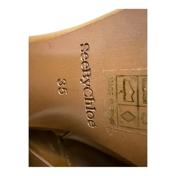 SEE BY CHLOÉ Hopper Leather Ankle Boots Brown size 35 US 5 by Chloe size chart