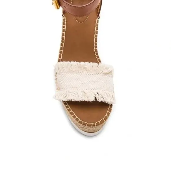 See by Chloe' Glyn Wedge Platform Sandals Fringed Size 9